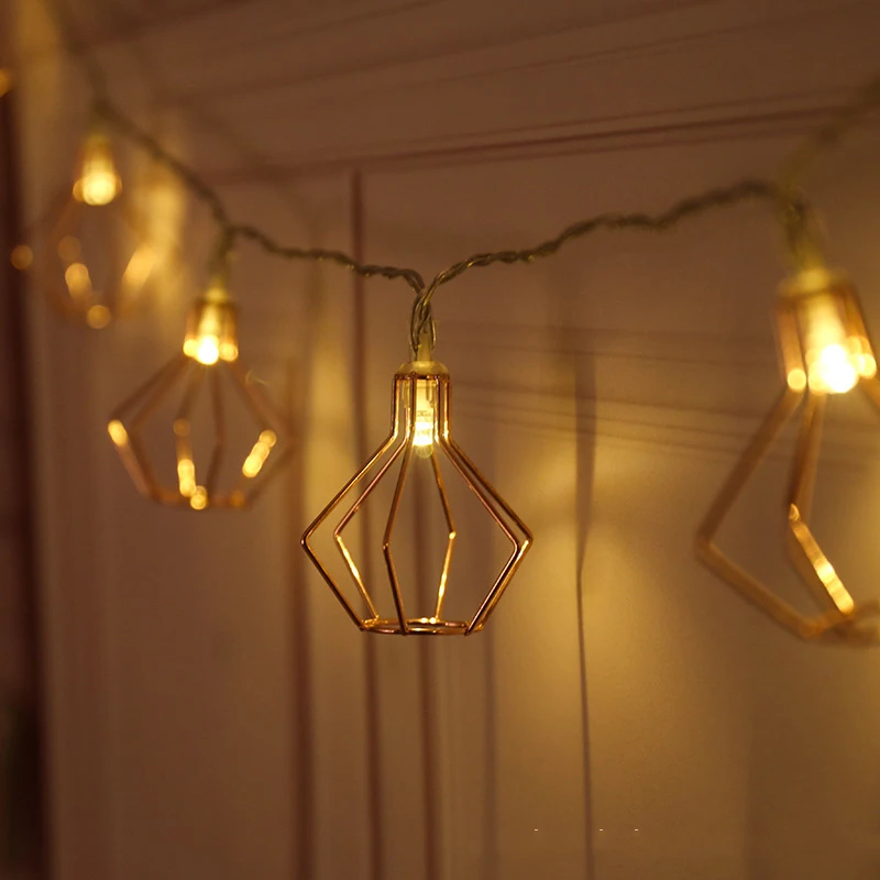 

20Led Fairy Nordic geometric lantern Battery Operated String Lights 3M LED Decoration For Christmas Garland New Year gerlyanda