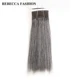 Rebecca Remy-extensiones de cabello humano liso Yaki brasileño, 1 paquete de 10-14 pulgadas, cabello de salón de color negro, gris y plateado, 113g