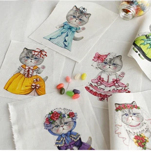 

Lovely cat pattern print cotton fabric, linen/cotton cloth 140cm*80cm for DIY usage home textile fabric