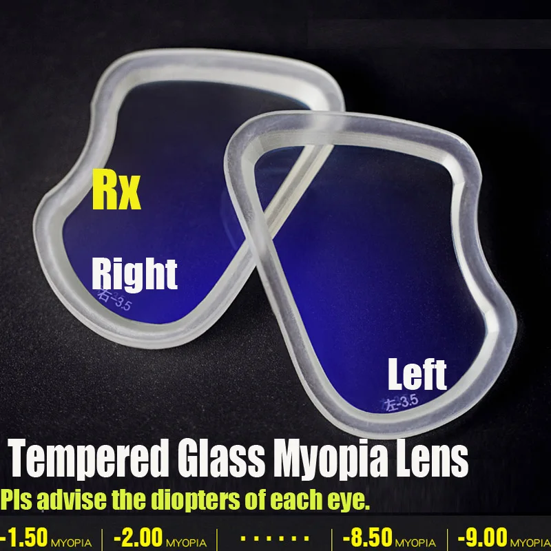 Топ маска для дайвинга для Gopro hero XIAOMI YI SJ камеры черная силиконовая маска для дайвинга трубка для дайвинга для взрослых унисекс маски для дайвинга - Цвет: Myopia lens