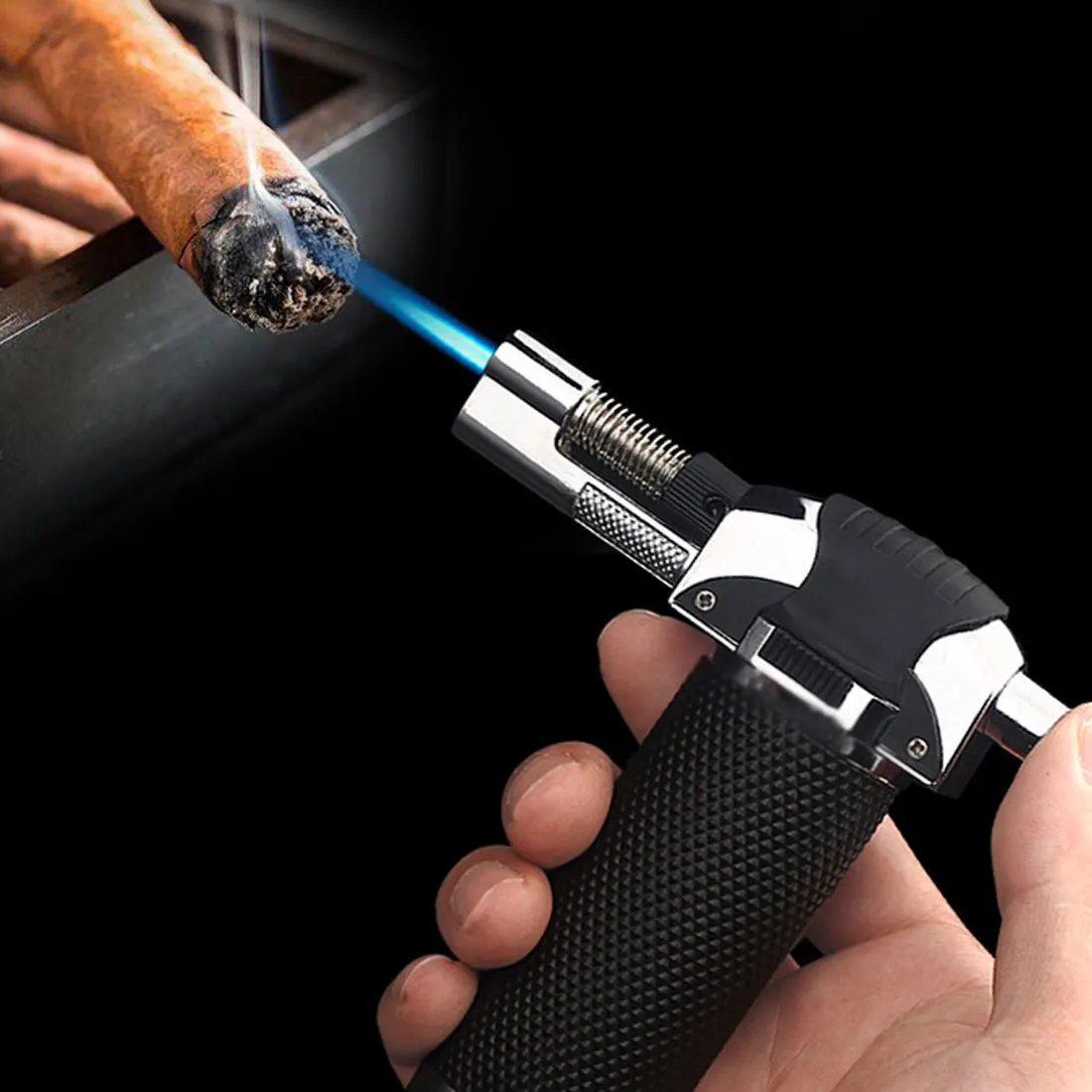 

1PC BBQ Soldering Torch Gas Adjustable Flame Butane Micro Torch Refillable Gas Cigar Lighter Ignition Blow Torch For Outdoor