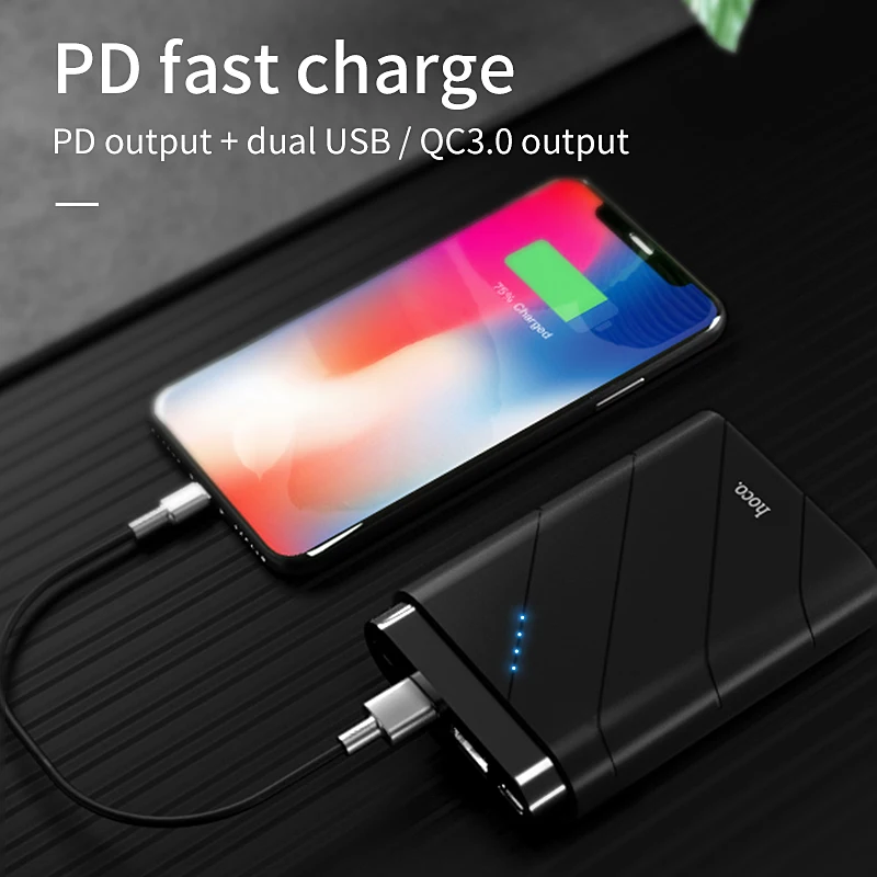HOCO Quick Charge 3.0 USB Power Bank 10000mAh Portable PD Fast Charger 18W Power Delivery Powerbank Charger For iPhone X XS Max