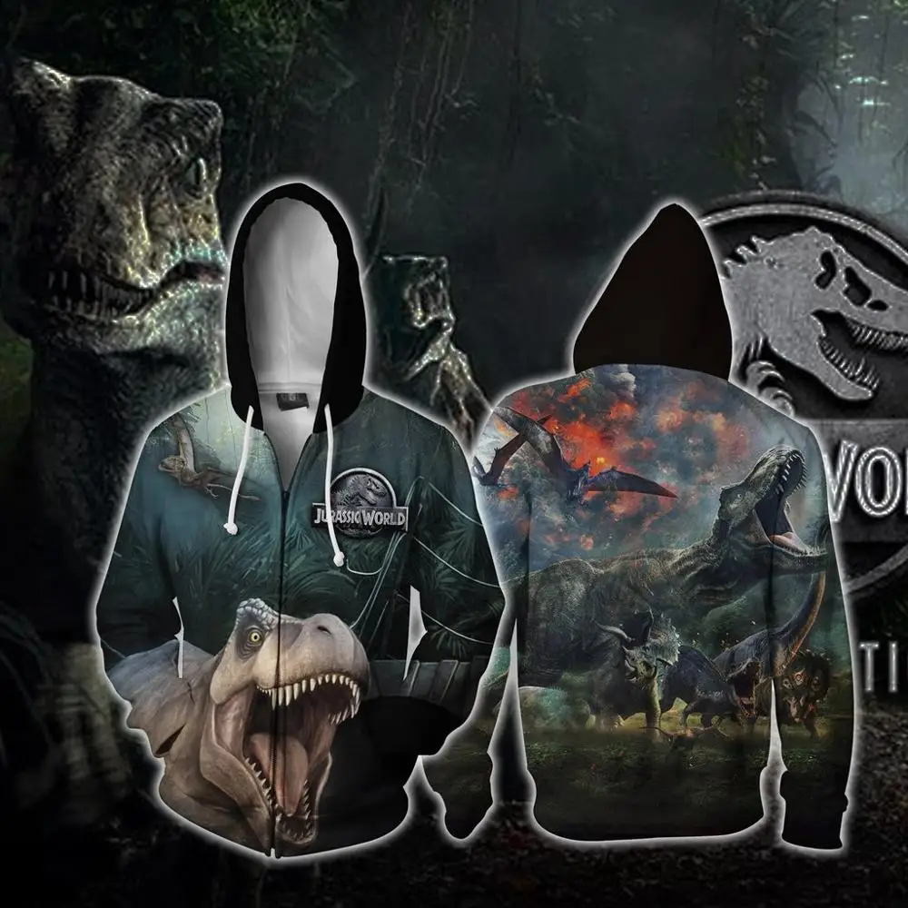 Jurassic World Dinosauria/костюмы с 3D принтом тираннозавра толстовки капюшоном модная