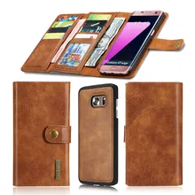 S7/S7 Edge Genuine Leather Case Mobile Phone Wallet Bag Real Leather Phone Cover for Samsung Galaxy S7 S7 Edge with Card Slots