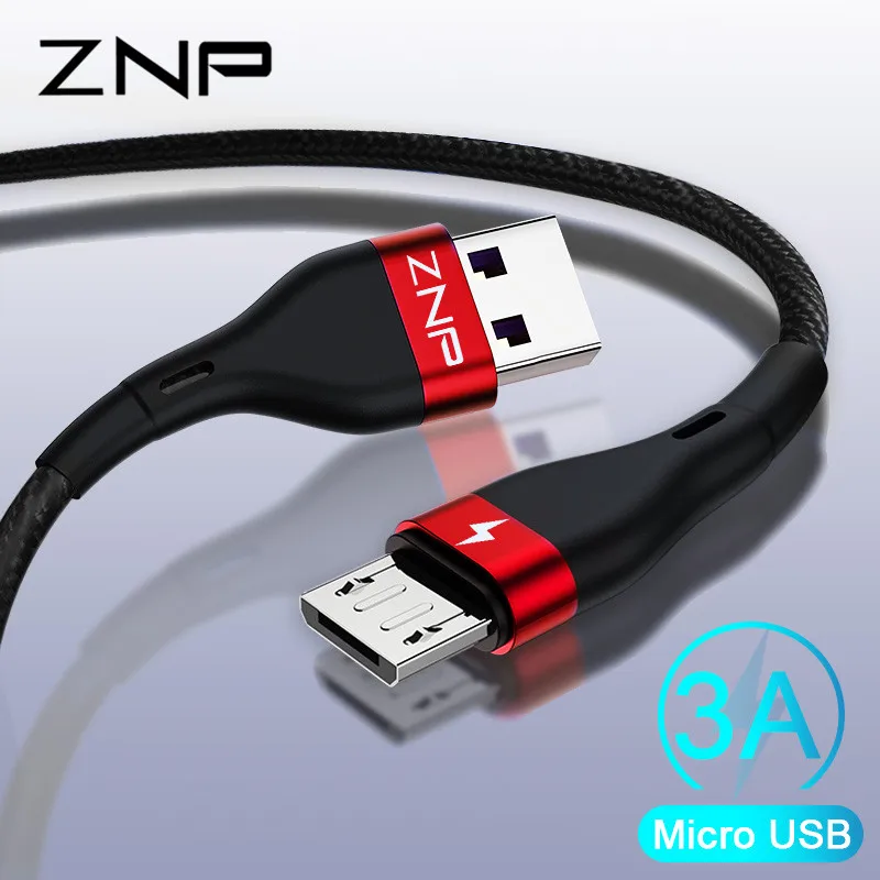 

ZNP 3A Micro USB Cable Fast Charge USB Data Cable Nylon Sync Cord for Samsung a7 J5 Xiaomi Redmi Note 4 5 Android Microusb Cable