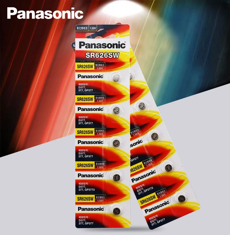 Panasonic SR626SW кнопочный элемент батарея монетного типа для часов G4 377A 377 LR626 SR626SW SR66 LR66 Серебряный оксид ртути