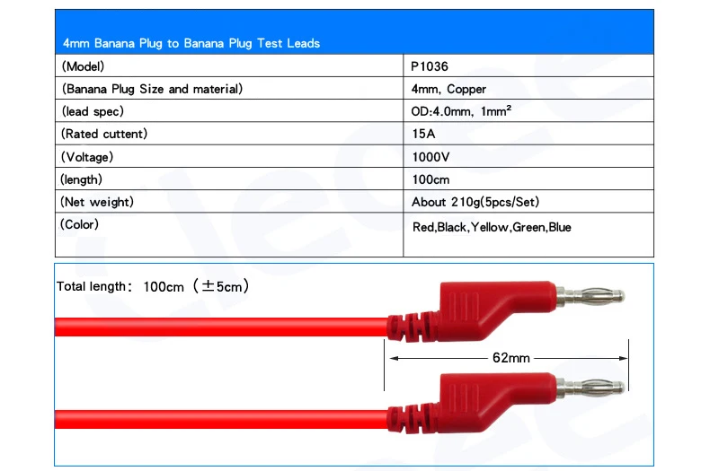 TKDMR 5 цветов 4 мм двойная вилка типа «банан» Гладкий силиконовый свинцовый Тестовый Кабель для мультиметра 1 м штабелированный кабель с двойной головкой