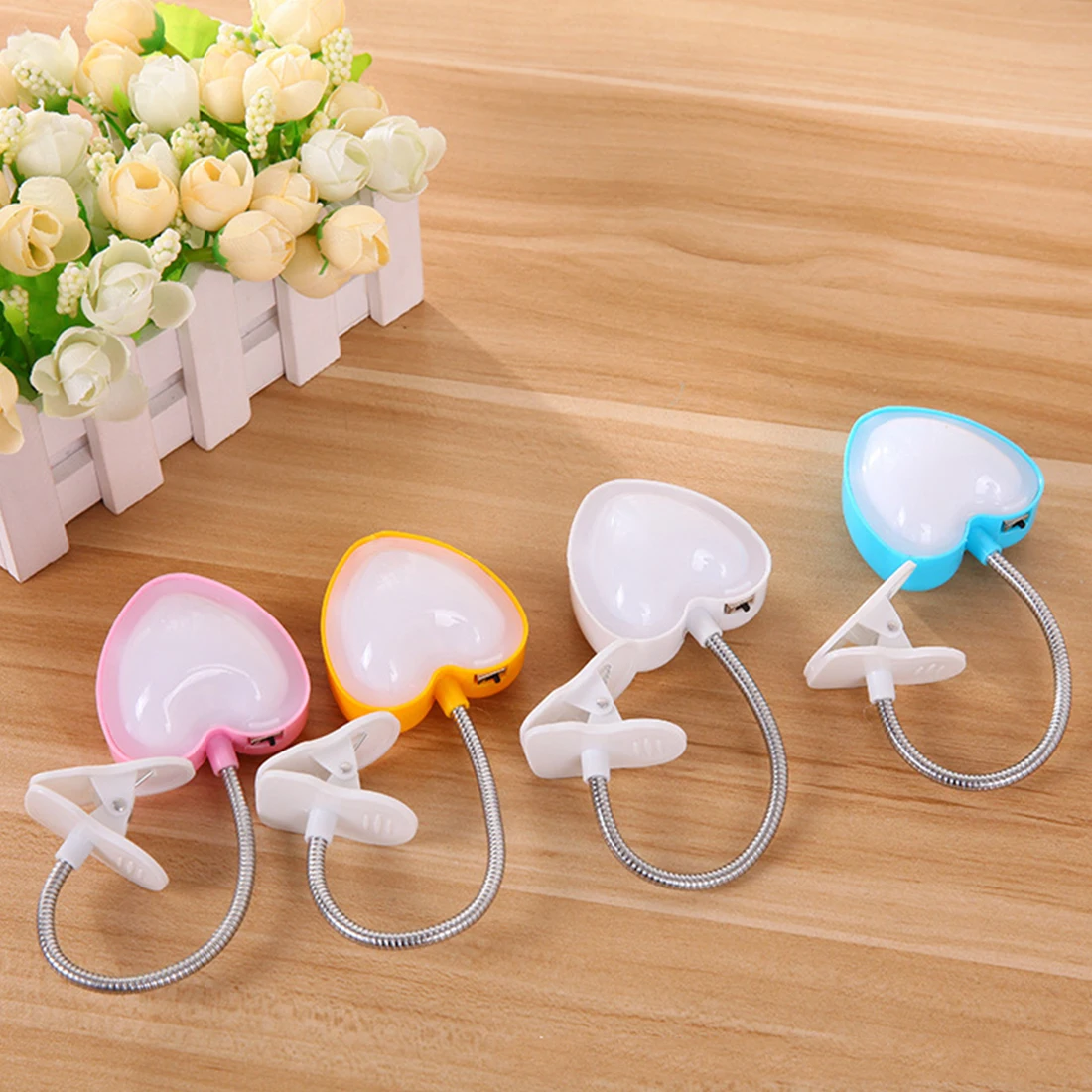 Small Clip on LED Night Light Love Reading Lamp Mini Eye Protection Soft Book Light For Readers ...