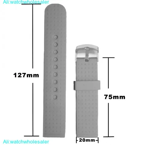 20mm  Fun Grey Color Silicone Jelly Rubber Unisex Watch Band Straps WB1053I20JB
