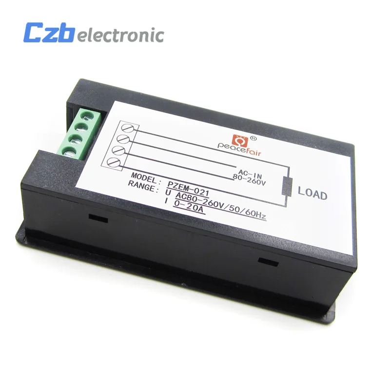 20A AC Digital LCD Panel Power Meter Monitor Power Energy Ammeter Voltmeter Blue Backlight Dual Measuring 80-260V  2 (2)