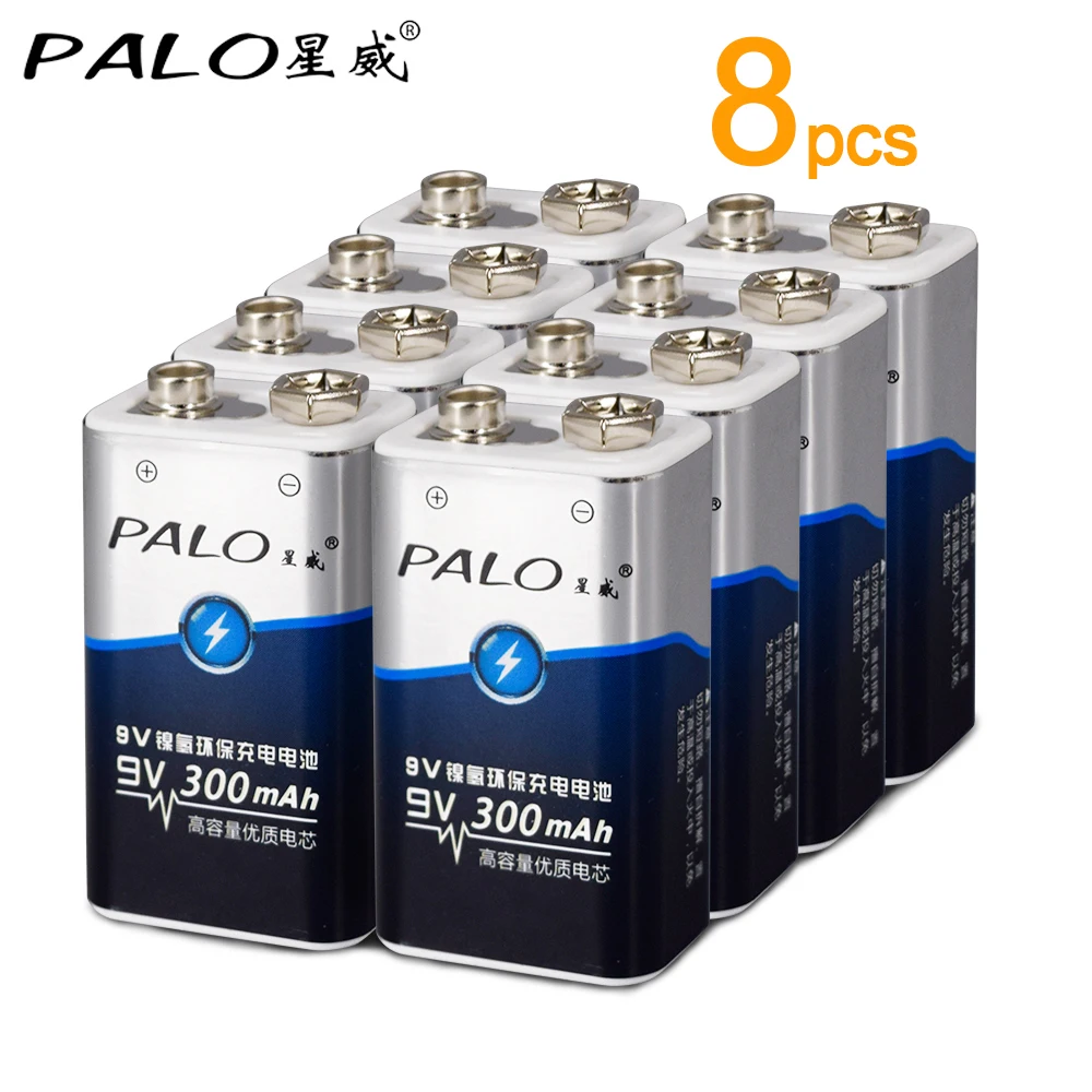8 шт. ni mh аккумуляторные батарейки 6F22 300 мАч|rechargeable battery|battery 6f22battery for |
