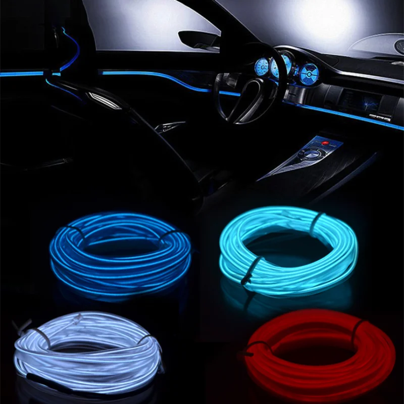 Us 4 31 28 Off 3m 5m Car Led Strips Decoration Strip 12v Flexible Neon El Wire Rope Indoor Universal Interior Led Car Light Strip For Car Auto In