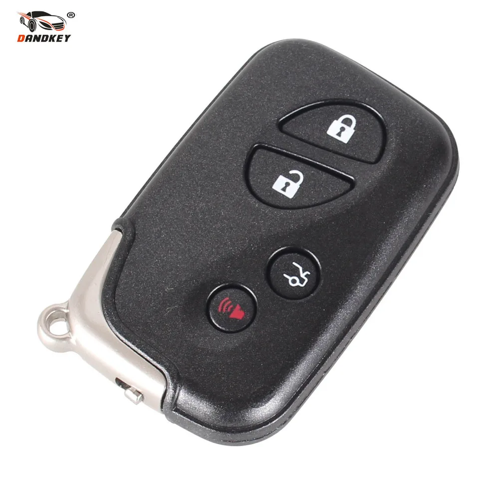 

DANDKEY Smart Remote Uncut Key Case Shell Fob Car Key Cover 4 Buttons Black for Lexus LX470 GS450h IS350 SC430