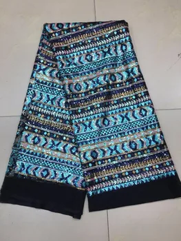 

Top quality embroidery tulle mesh lace fabric yaking-32225 with full beads for party dress