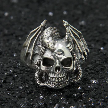 

925 sterling silver Gothic punk hoe dragon ring stylish single Thai silver ring