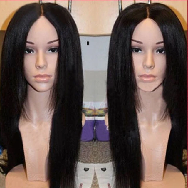 MRWIG light yaki synthetic hair lace front wig/no lace wig middle part
