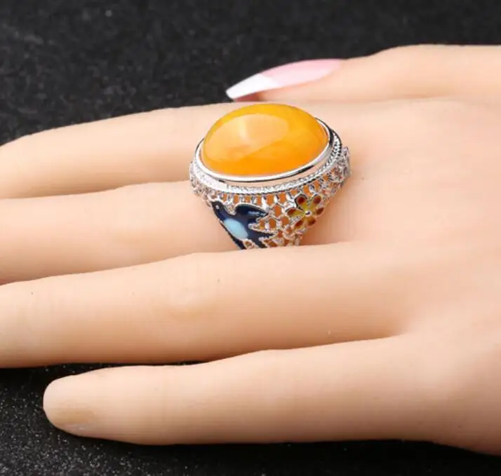 Очаровательные серебряные ювелирные изделия тибетские серебряные амберы пчелиный воск кольцо ручной работы ювелирные изделия винтажные кольца