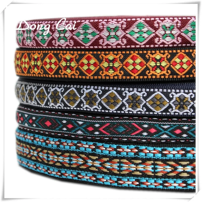 

12yards/lot Embroidery Ethnic Jacquard Webbing Woven Tape Vintage Lace Ribbon Trim Collar Tribal Boho DIY Handmade Accessories