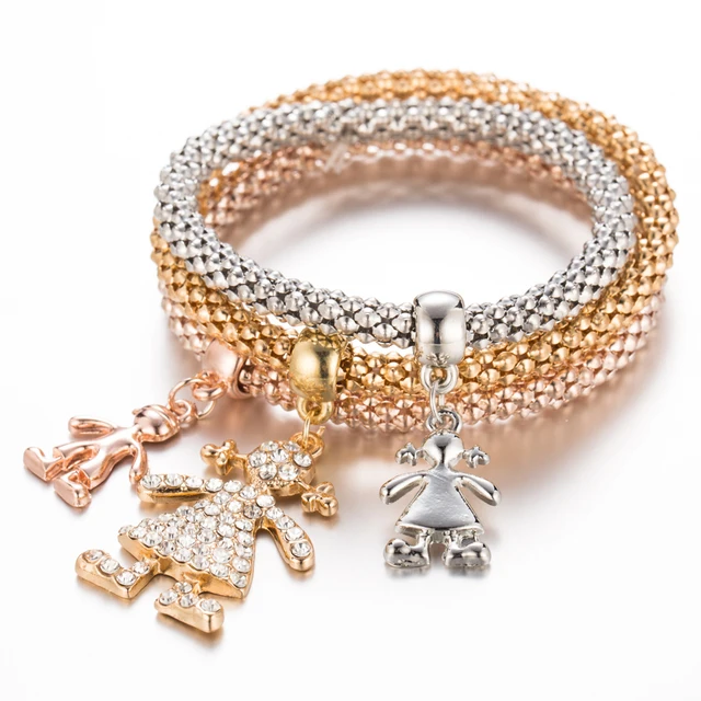 3pcs S Charm Bracelets Bangles Gold Silver Plated Friendship 3pcs S Charm Bracelets Bangles Gold Silver Plated Friendship Pendant Bracelet Cartoon Character
