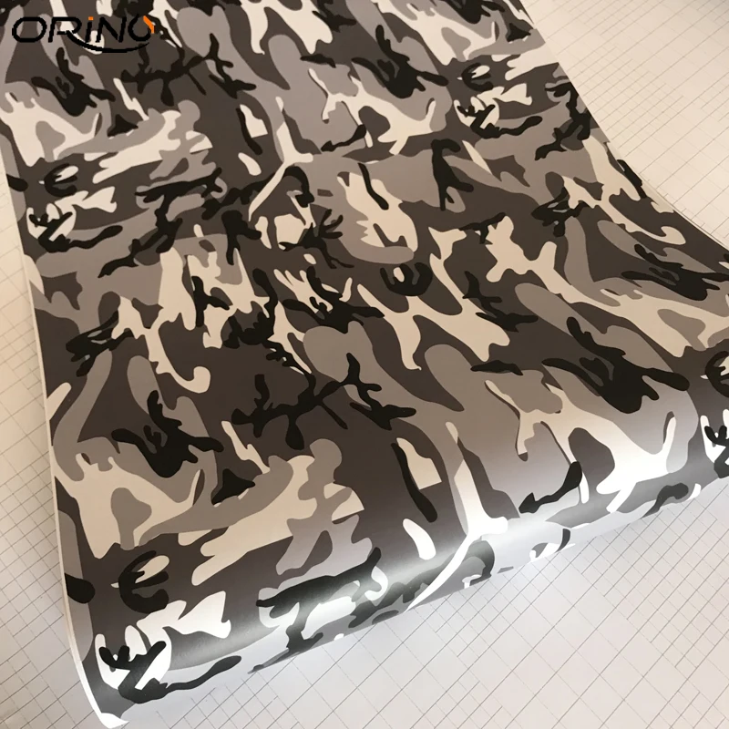 Black Grey White Camouflage Vinyl Film-3