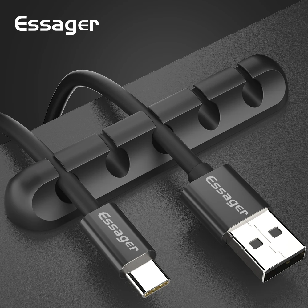 

Essager Cable Organizer USB Cable Wire Holder Mouse Headphone Earphone Charger Cord Protector Desk Winder Clip Cable Management