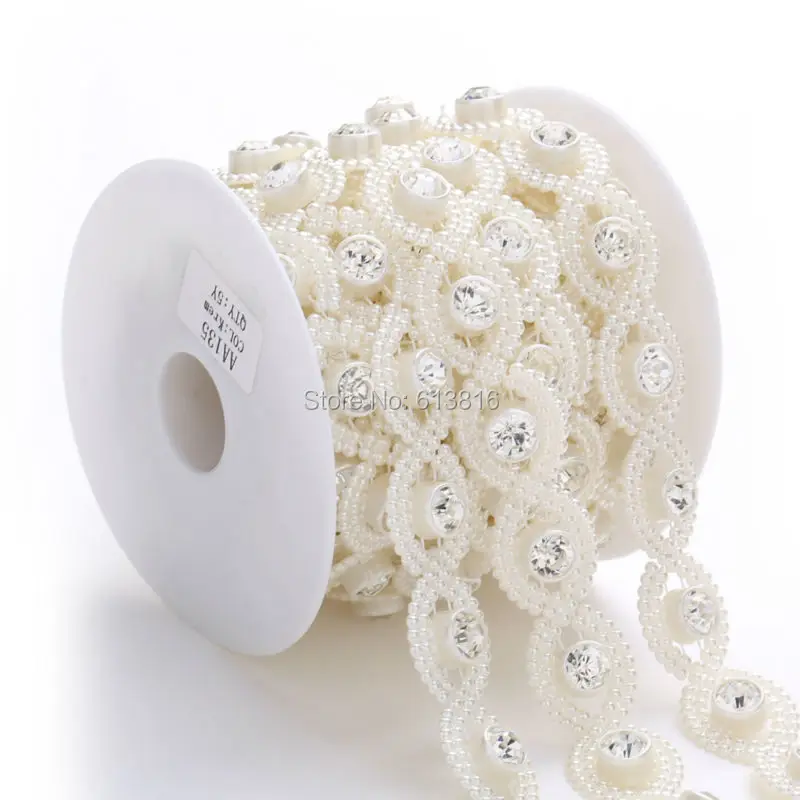 

5 ярдов/партия 20 мм бежевая искусственная цепочка с жемчужными бусинами Гирлянда для свадьбы свадебный букет цветы украшение