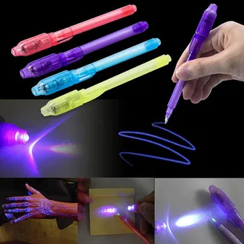 Magic 2 In 1 UV Black Light Ultra Violet Flashlight Combo Stationery Marker Penlight Highlighter Invisible Ink Pen With Battery 1