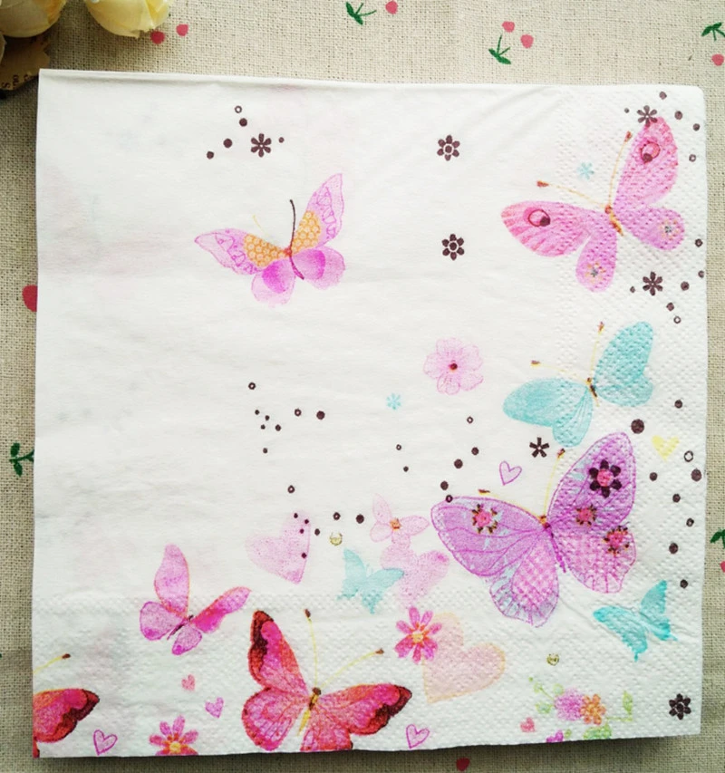 Serviettes De Table Papier Imprime Papillon Cœur Fleur Mouchoirs Decoupes Serviette De Mariage Tapis De Fete D Anniversaire Ou De Cocktail Aliexpress