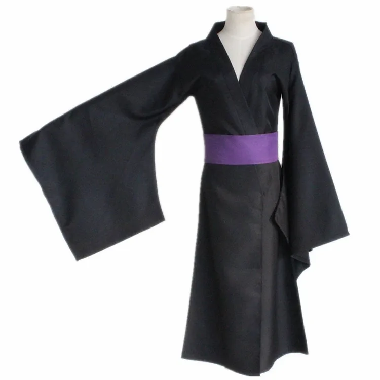 Аниме Noragami Yato Косплей Костюм Полный комплект черное кимоно юката (одежда + ремень)