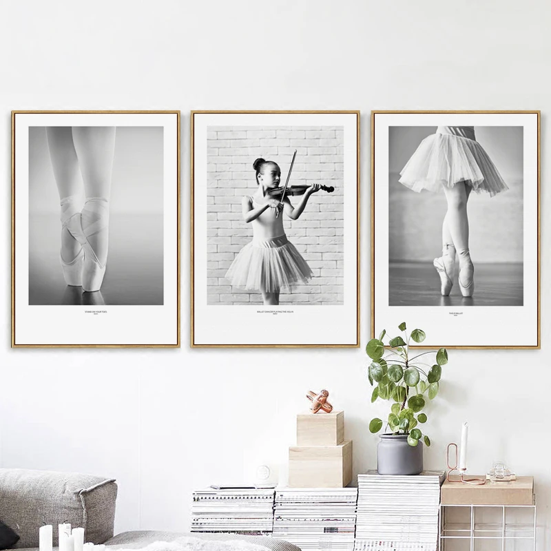 Nordic Decorative Ballet Girl Black And White Style Photo Canvas Painting Poster Print Art Picture Wall Decor Home | Дом и сад
