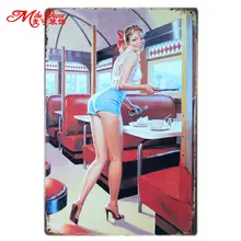 [Mike86] жестяная вывеска официантки художественное украшение стены дома отель кафе бар винтажная металлическая табличка AA-3 смешанный заказ 20*30 см