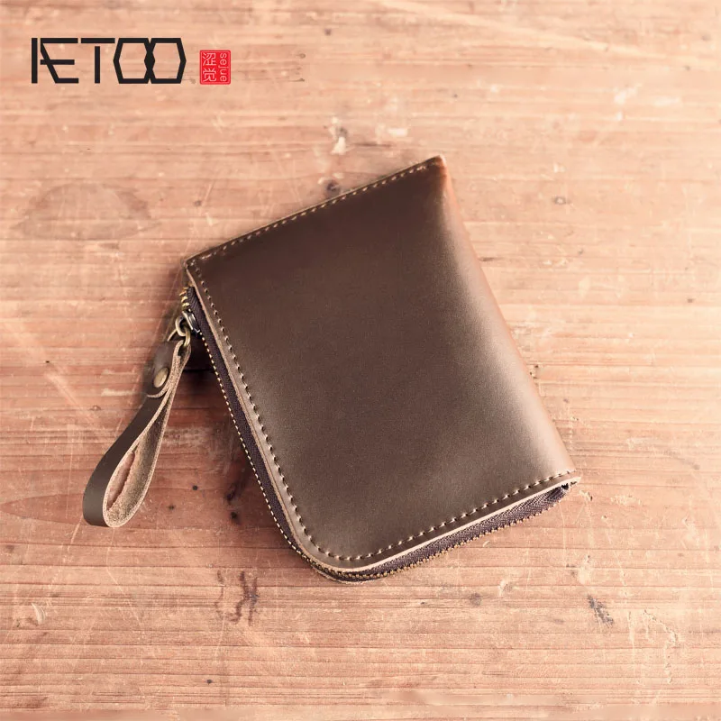 

Original Handmade leather wallets ultra-thin coin purse men women mini Vintage wallet lady card bag leather retro simple short