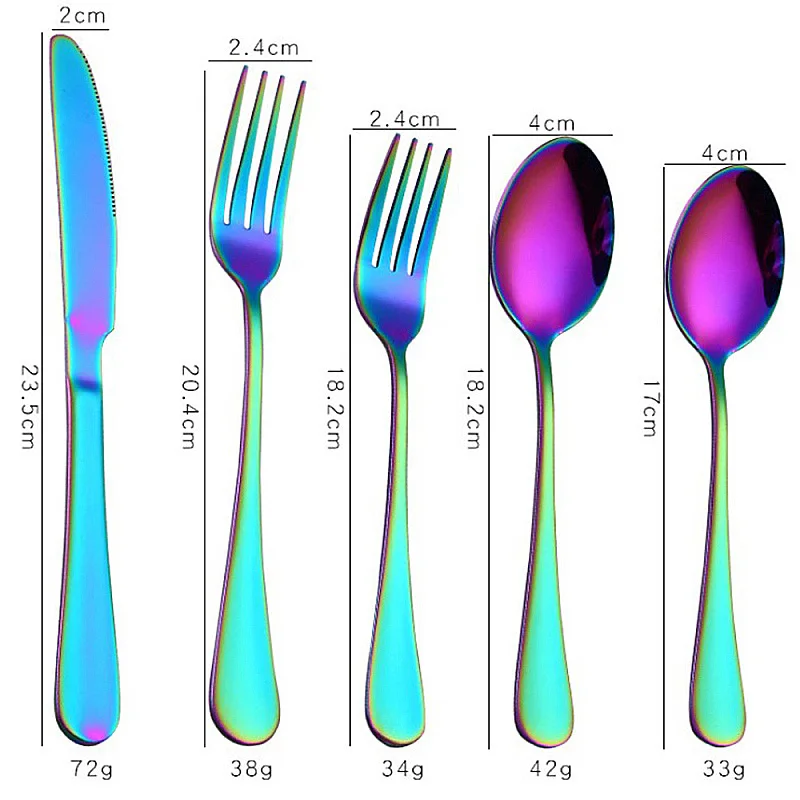 Горячая 5 шт./компл. высокого качества из нержавеющей стали Радужный фиолетовый столовый нож вилка ложка столовые приборы, для кухни посуда столовые приборы набор столовых приборов