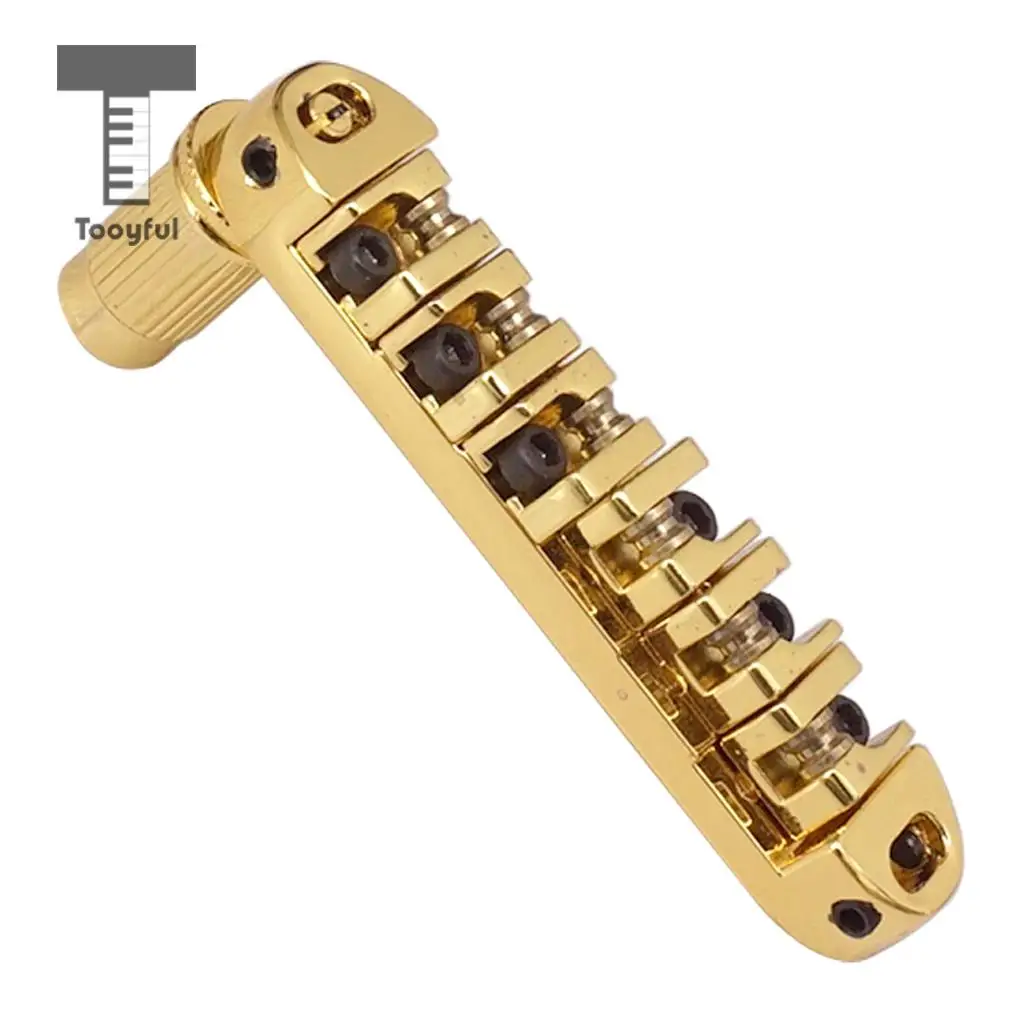 Tooyful Golden Alloy Tune-O-Matic Bridge Set w/ Wrench Studs Set for LP Style Guitar