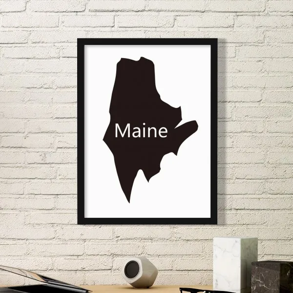 Vermont Utah United States America USA Map Stars Stripes Flag Shape Simple Picture Frame Art Prints Paintings Home Wall Decal