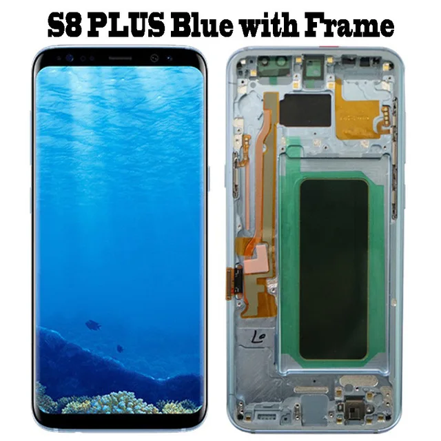 Супер AMOLED дисплей для samsung S8 Plus G955 G955F S8 G950F G950U G950W lcd кодирующий преобразователь сенсорного экрана в сборе с рамкой - Цвет: S8 Plus Blue