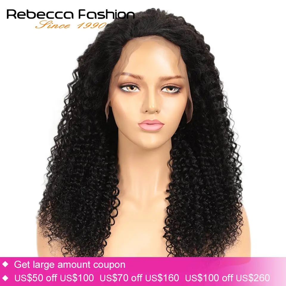 

Rebecca Curly Human Hair Wig Natural Color Bleached Knots Brazilian Remy Hair Lace Front Human Hair Wigs With Baby Hair Full End