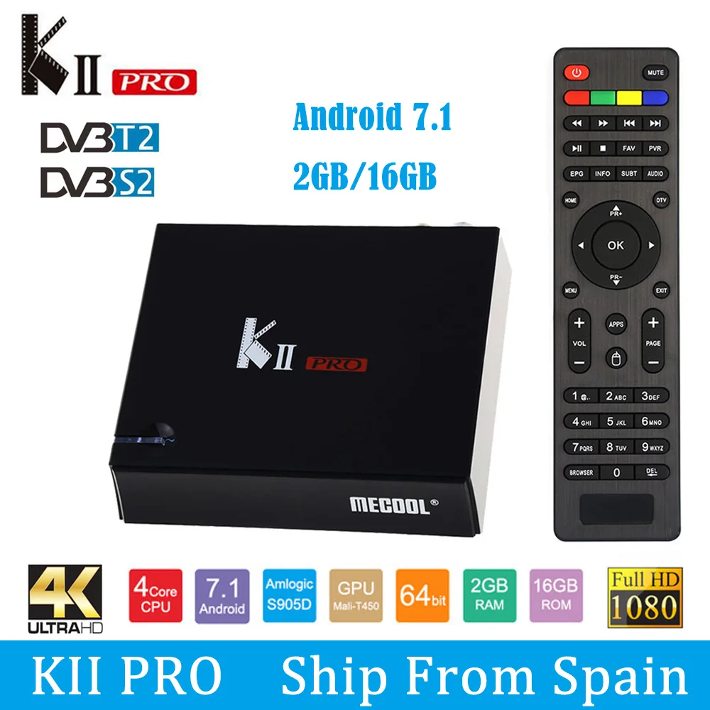 MECOOL Кии PRO Android 7.1.1 ТВ коробка DVB S2 DVB T2 K2 PRO Amlogic S905D 4 ядра 2G16G 4K Клайн NEWCAMD 2,4/Wi Fi 5 ГГц двухъядерный процессор Wi Fi|ТВ-приставки и медиаплееры| | АлиЭкспресс