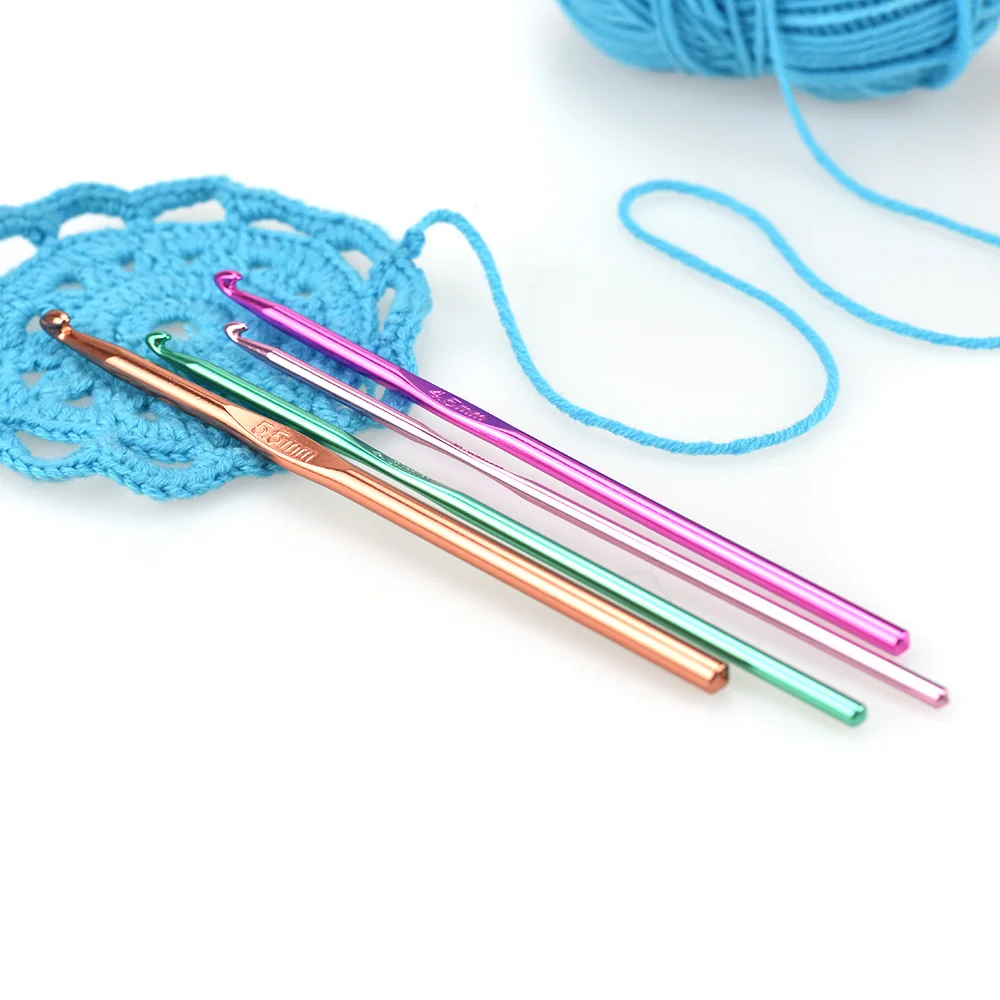 14 шт Looen смешанные размеры 2-10 мм многоцветные Алюминиевые крючки для вязания крючком Набор для плетения пряжи спицы для шитья ремесленные крючки для женщин