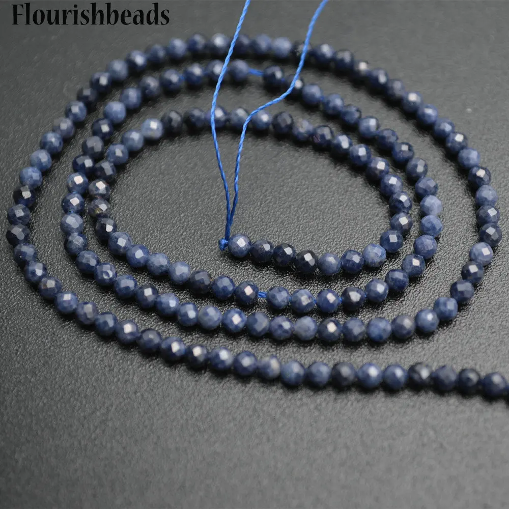 

2~2.5mm Diamond Cutting Faceted Natural Blue Sapphire Small Size Stone Round Loose Seed Beads