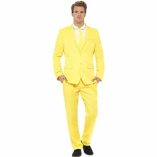Яркий стиль, на заказ, Женихи, мужские, две пуговицы, смокинги для жениха, желтые мужские костюмы, одежда(пиджак, брюки, галстук) B902