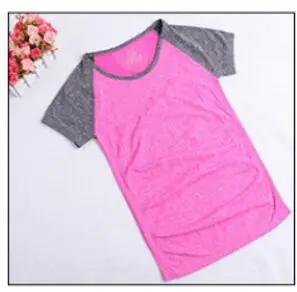 Женская футболка для бега эластичная гигроскопичная быстрая сушка компрессионные колготки топы Спортивная футболка для фитнеса футболка для спортзала или йоги кроп-топы - Цвет: pink tshirt