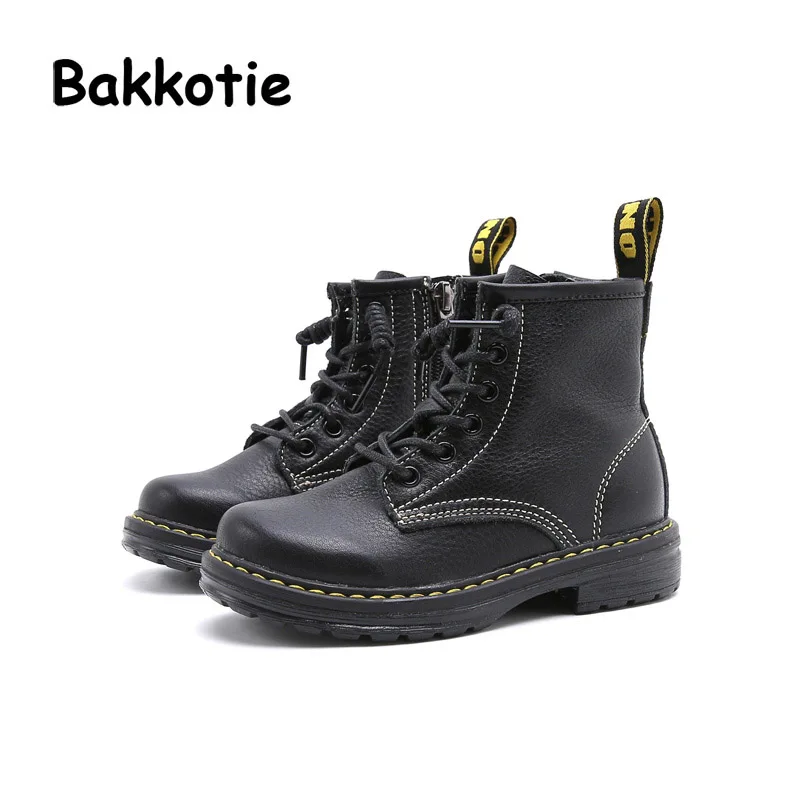Bakkotie Autumn Fashion British Style Baby Girl Martin Boots Genuine Leather Ankle Child Boy Boots Kid Brand Toddler Shoe Brown bakkotie 2017 new autumn baby boy white shoes cat kid girl brand leisure sneaker gneuine leather breathable child soft trainer