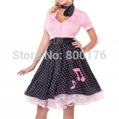 

plus size 2XL-6XL 1950s Grease Rock N Roll Gorgeous 50's Poodle Rockabilly Retro Swing Grease Fancy Dress Costume