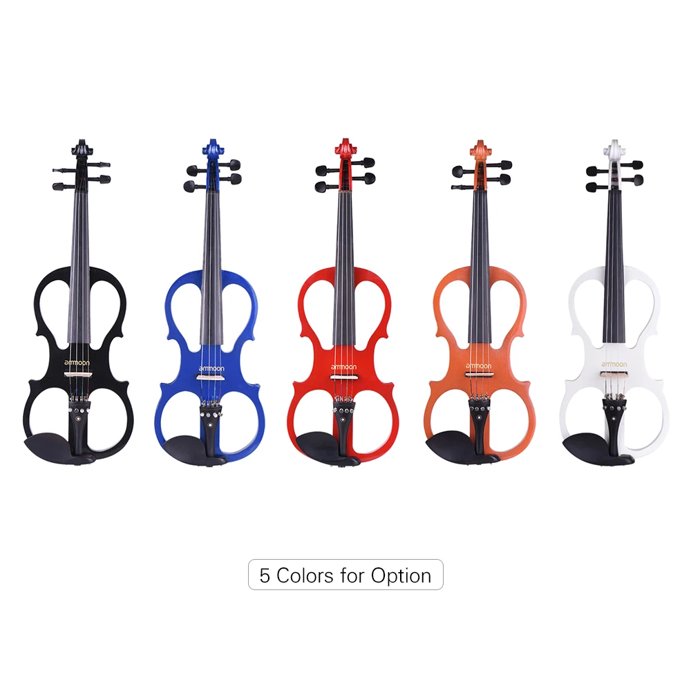 ammoon Full Size 4/4 Solid Wood Electric Silent Violin Ebony