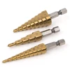 3pcs HSS Steel Titanium Step Drill Bits 3-12mm 4-12mm 4-20mm Step Cone Cutting Tools Steel Woodworking Wood Metal Drilling Set ► Photo 2/6