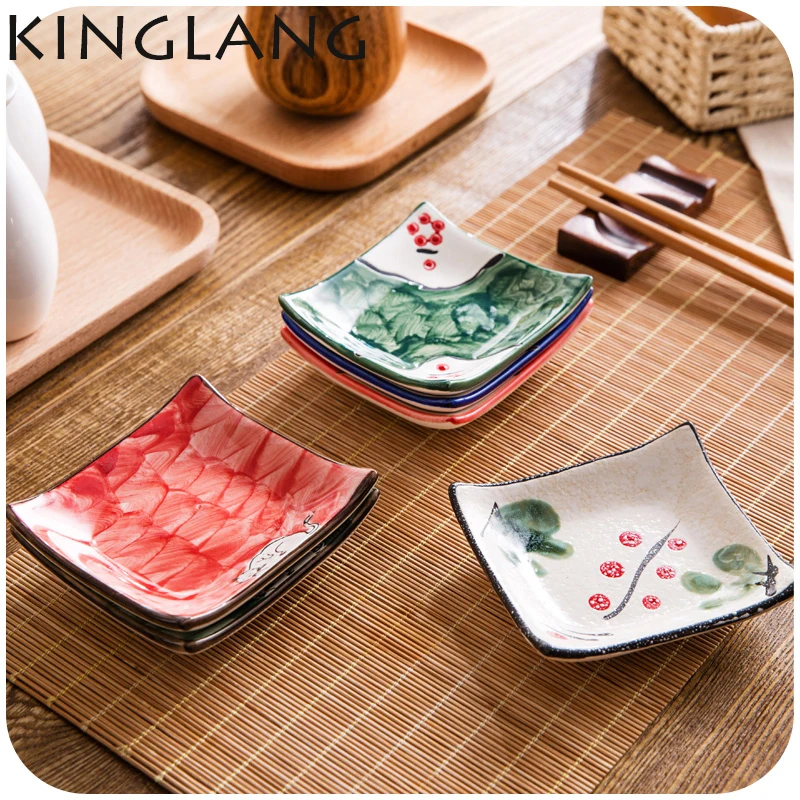4pcs ceramic small sauce dish Japanese style colorful design classical