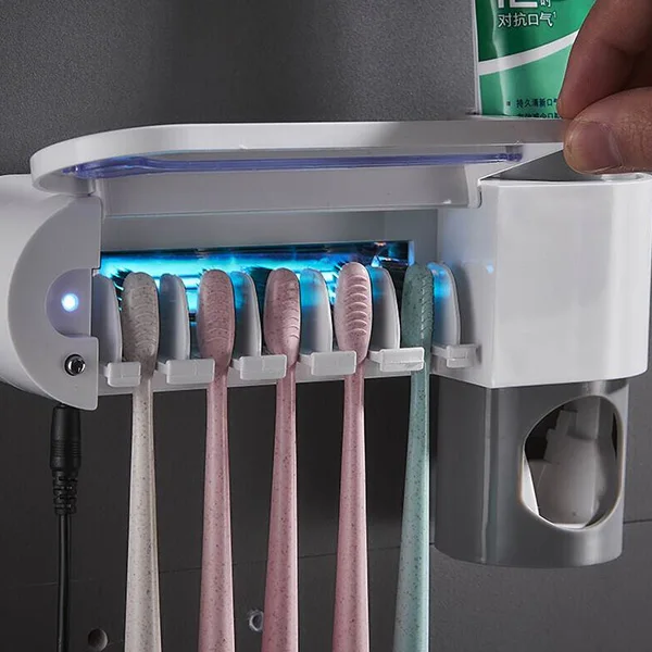

Ultraviolet toothbrush disinfection storage rack automatic power off toothbrush holder automatic toothpaste free punching #3