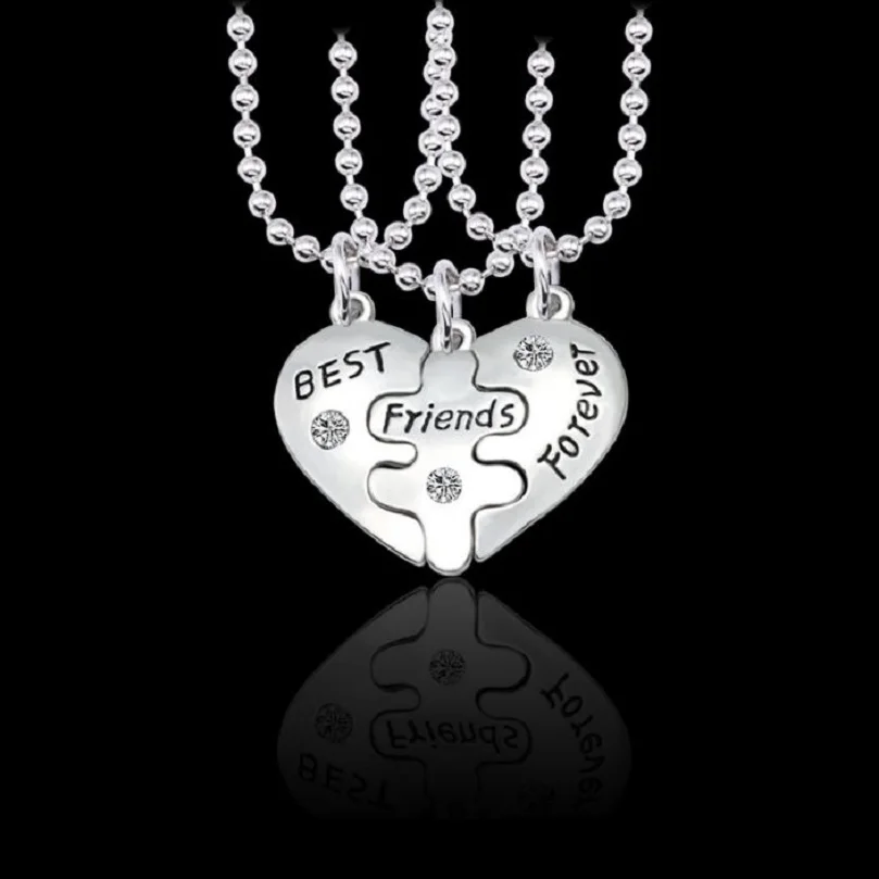 爱心拼接好朋友 闺蜜Best Friend Forever三件套镶钻项链饰品6