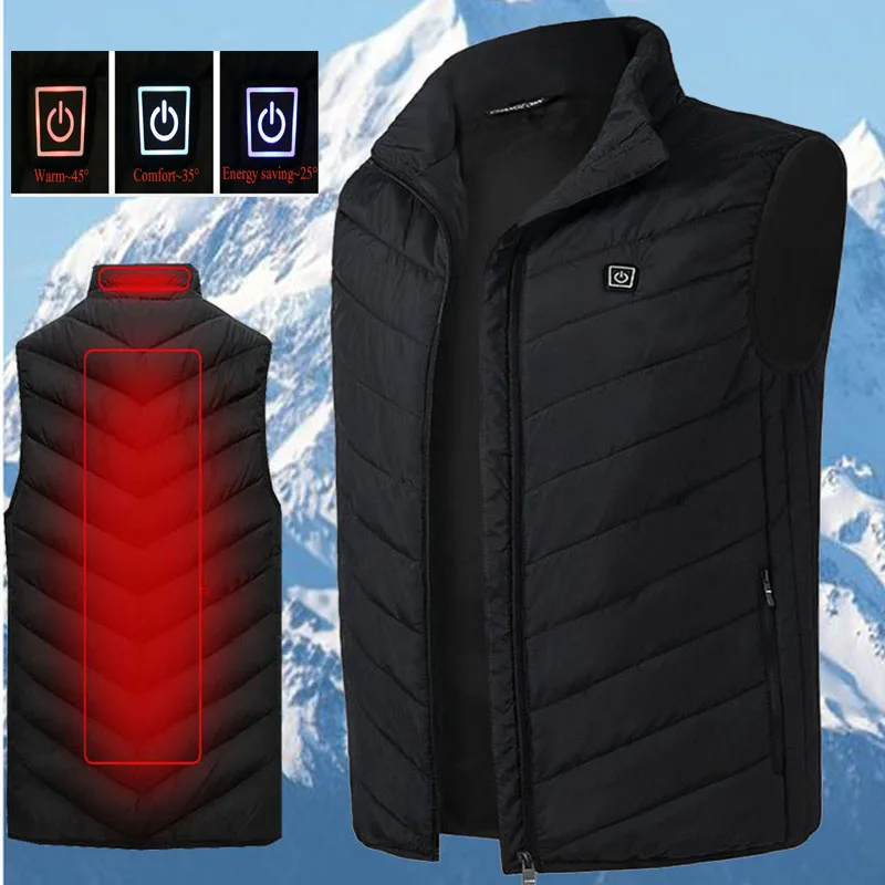 UnisexWinter открытый с подогревом умная USB работа Отопление куртка без рукавов пальто регулируемый Контроль температуры безопасности Костюмы